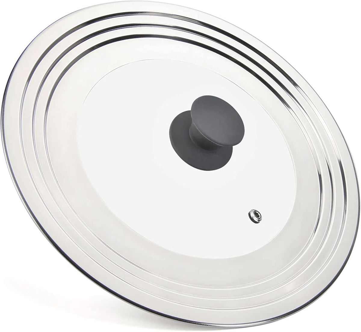Universal Pans Pots Lid Cover Fit All 8.25 Inch to 12 Inch Pots/Pans/Woks Stainless Steel and Glass Lid with Heat Resistant Knob, Black