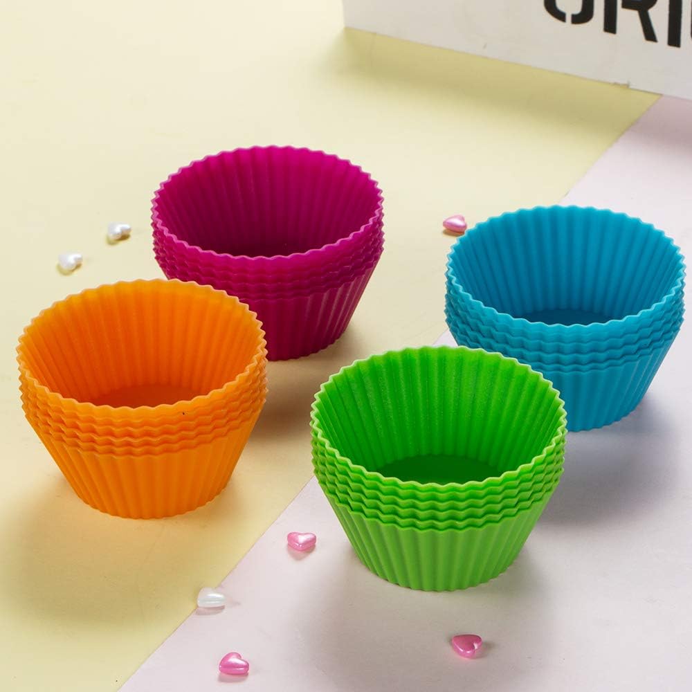 Webake Jumbo Silicone Muffin Cups, 3.5 Inch Jumbo Silicone Baking Cups Reusable Cupcake Liners Nonstick Large Cake Cups Set Stand Alone Cupcake Holder, 12 Pack Auto Cup Holder Liner