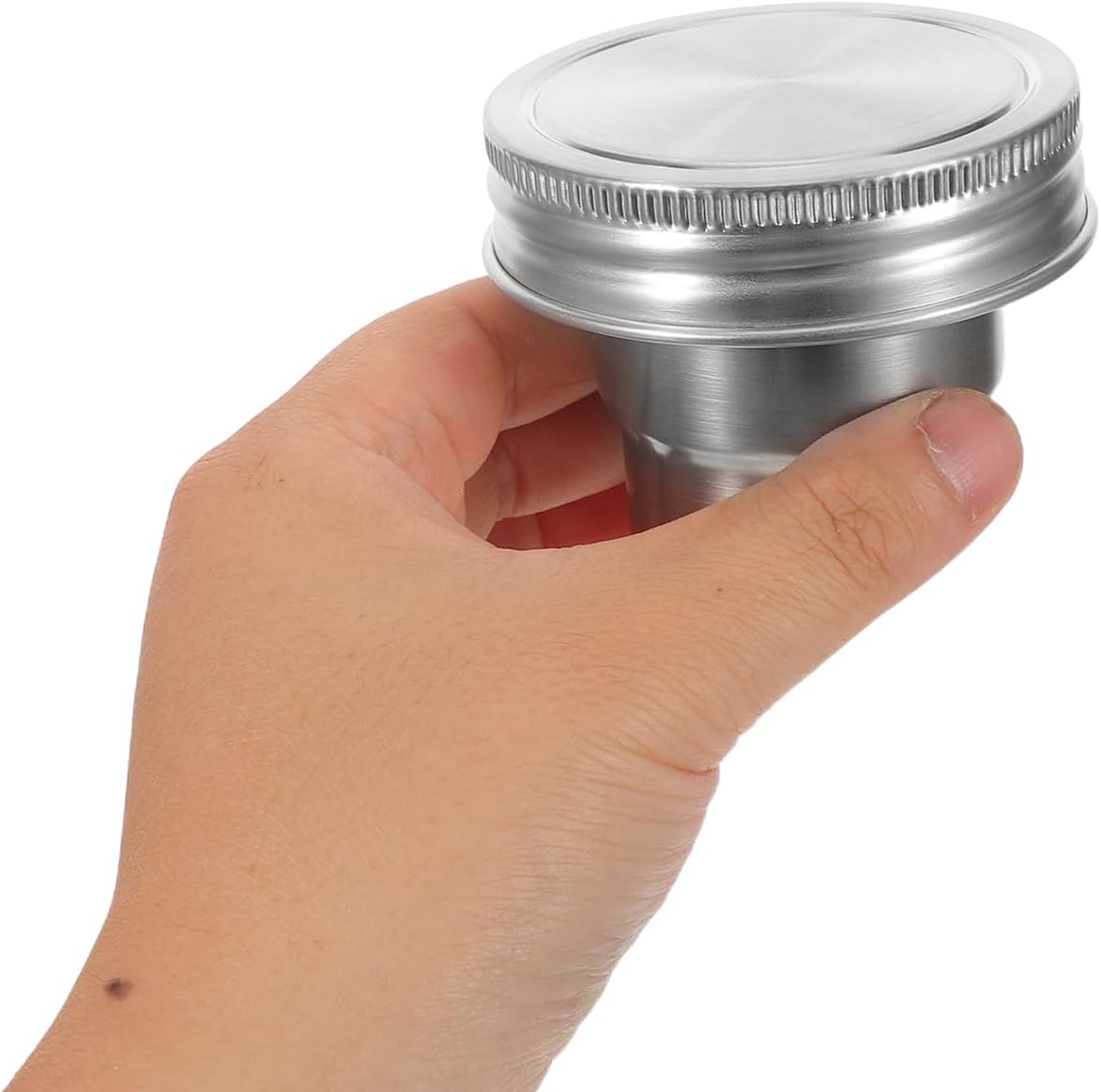 Ipetboom 2 Sets Mason Jar Divider Cup with Stainless Steel Lid - 70ml Meal Prep Salad Dressing Container Insert for Veggies Snacks Sealing Lid Fits Regular Mason Jars