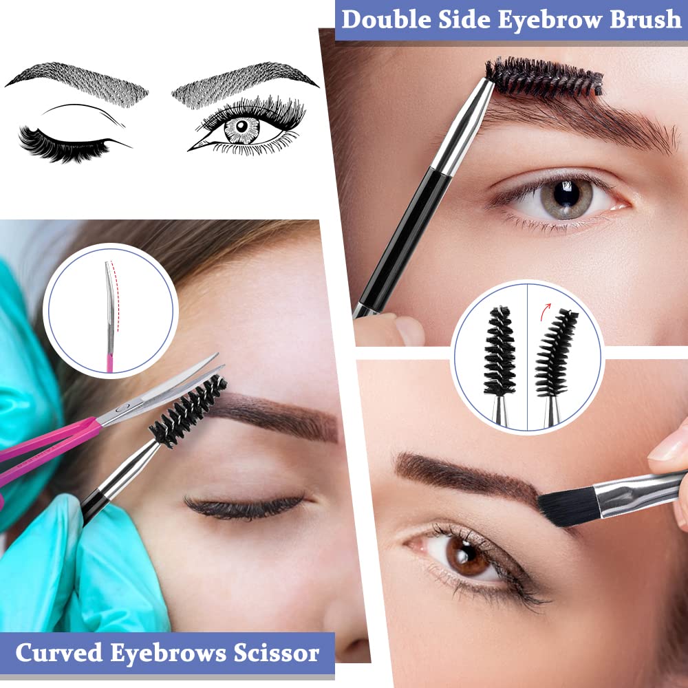 TsMADDTs Eyebrow Tweezers Set and Curved Scissor, Professional Stainless Steel Tweezers for Women and Men, Splinter and Ingrown Hair Removal