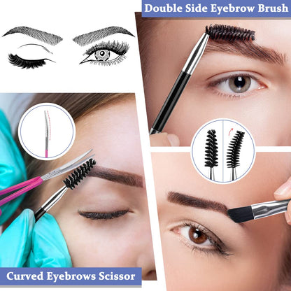 TsMADDTs Eyebrow Tweezers Set and Curved Scissor, Professional Stainless Steel Tweezers for Women and Men, Splinter and Ingrown Hair Removal