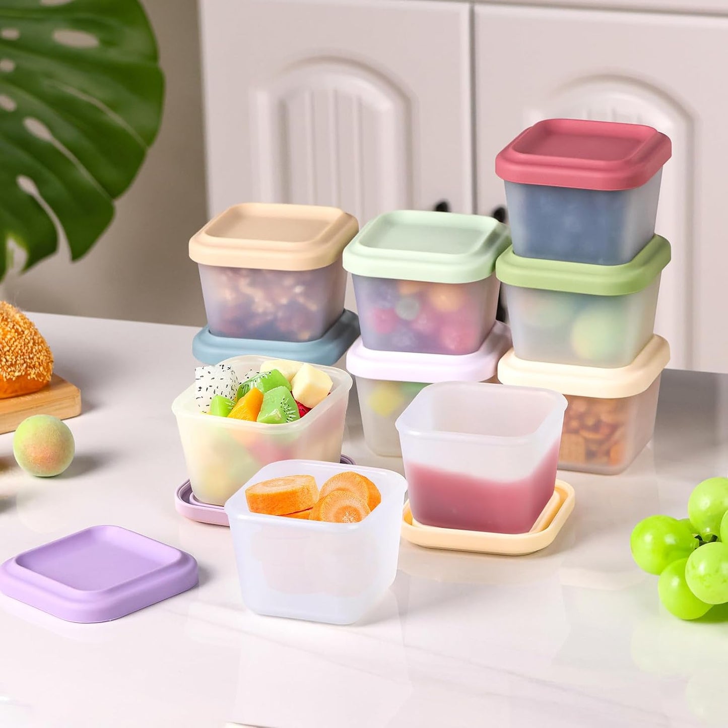 8 Pack 9 oz Silicone Snack Container for Kids, Reusable Silicone Food Storage Containers with Lid, Meal Prep Storage for Fruit, Kids Lunch Box for Travel, Home (Multicolor 8 Pack)