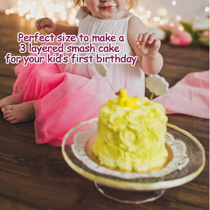 E-far 4 Inch Small Cake Pan, Stainless Steel Mini Round Smash Cake Baking Pans, Non-Toxic & Healthy, Mirror Finish & Dishwasher Safe