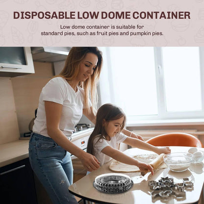 KitchenDance 9 Inch Two Piece Pie Container with Low Dome Lid - Durable Plastic Pie Containers - Ideal for Bakeries - Stackable Disposable Pie Carrier for Secure Transport & Presentation - J40
