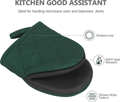 Goldmeet Mini Oven Mitts 2-Pack, 7"x5.5", 500°F Silicone Grip, Gray