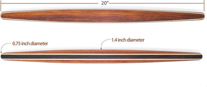Earlywood French Rolling Pin - Tapered Wooden Rolling Pin for Baking Pizza, Pastry Dough or Pasta - Hard Wood French Roller Baking Pin Made in USA - Jatoba