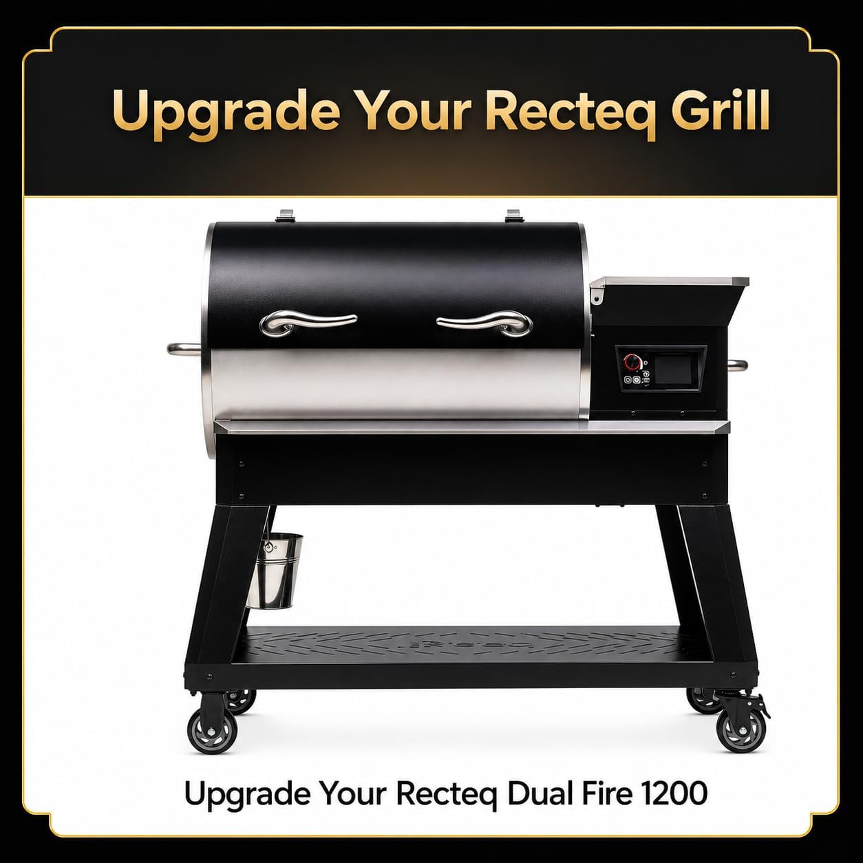 QuliMetal Folding Front Shelf for Traeger Pro 34, Texas Elite 34, Century 885 and Eastwood 34, 37" x 12" Heavy-Duty Grill Prep Table with Cutting Board, Stainless Steel Basin, Lid and 5 Hooks