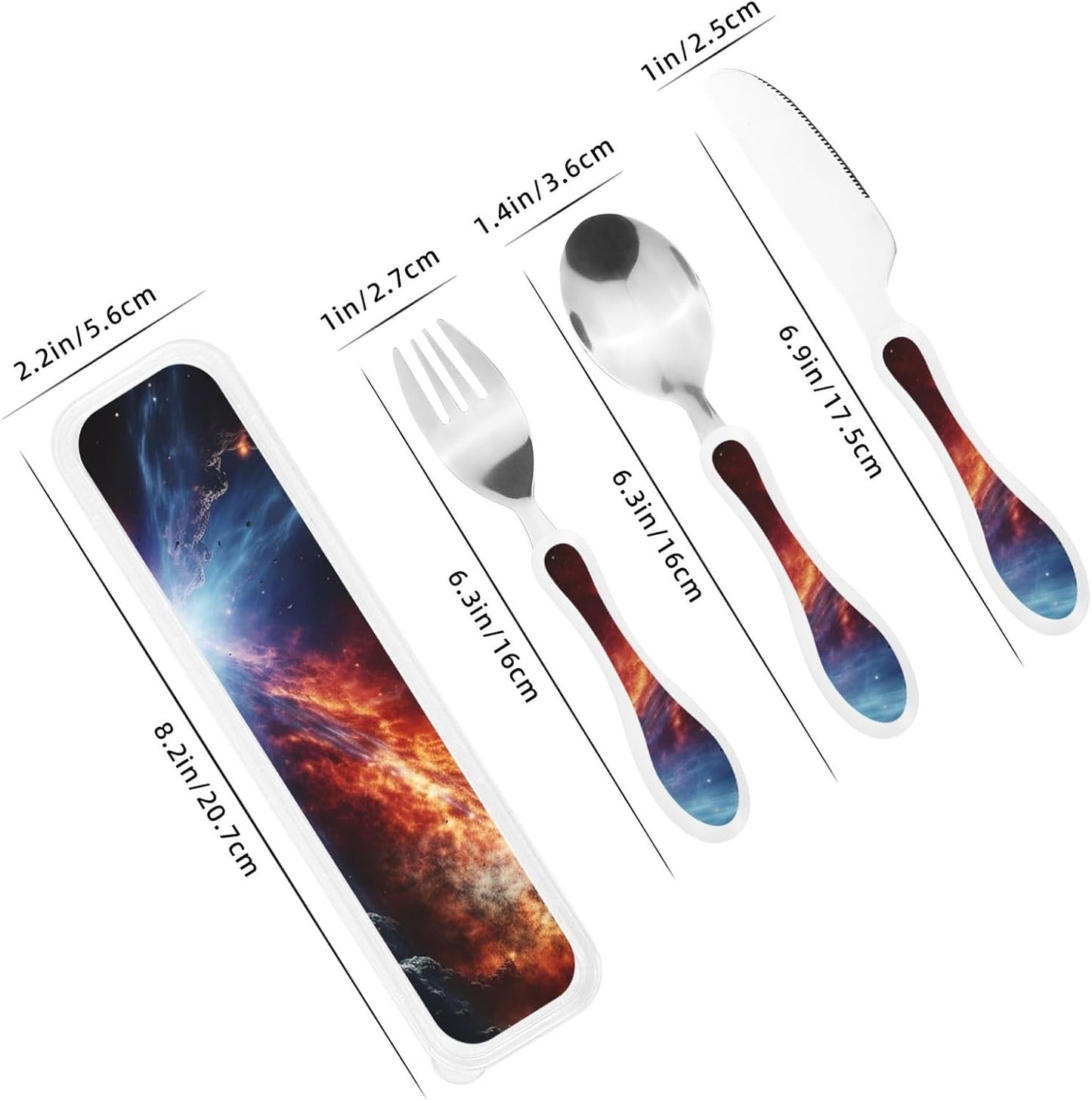3-Piece Kids Silverware Set With Storage Case, Stainless Steel Reusable Children Safe Knife Spoon Fork Set Blue Active Girl Running Sunset Children Flatware Set For Kids Lunch Box - Colors B