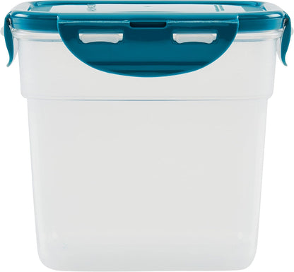Rachael Ray Leak-Proof Nestable Container Food Storage Bin Set, 10-Piece, Clear with Teal Lids