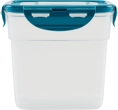 Rachael Ray Leak-Proof Nestable Container Food Storage Bin Set, 10-Piece, Clear with Teal Lids
