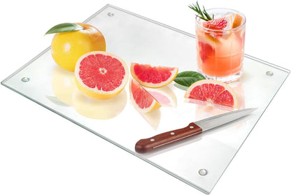 Seelenruhe Tempered Glass Cutting Boards for Kitchen Counter, Clear Cutting Boards for Countertop, Non-Slip, Heat-Resistant, Easy to Clean, Kitchen Decoration, 16x12 & 12x8 2PCS