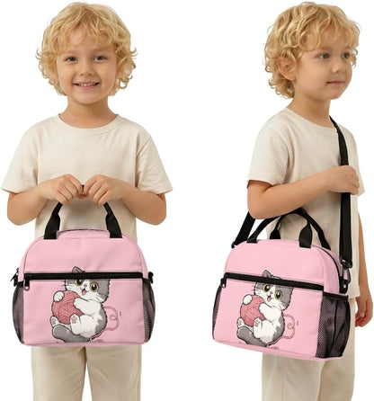 Cute Capybara Pizza Backpack for Girls, 5 Pcs Boys School Bag Set for Kids, 17 Inch Backpacks Lunch Pencil Box Reusable Utensils Case Set for Middle Elementary School, 3rd Grade Backpack