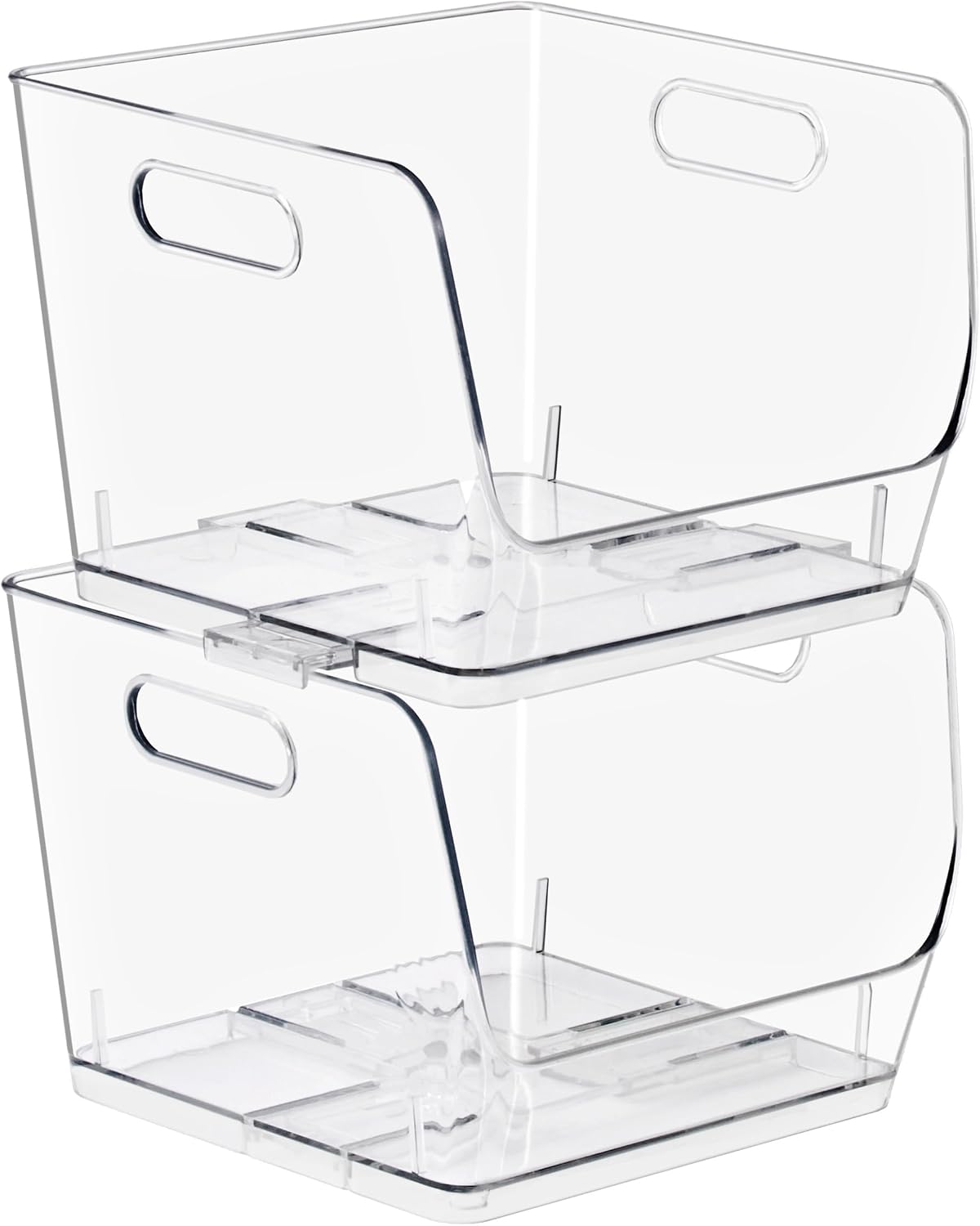 Sorbus Stackable Storage Bins Open Front - Clear Stackable Storage Bins - Pantry Bins for Storage and Organization - Acrylic Stackable Bins for Kitchen - Clear Pantry Organizer Bins (Medium 2 Pack)