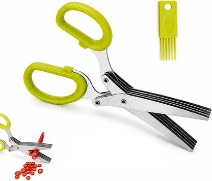 5 Blade Kitchen Herb Scissors, Vegetable Shears with Cleaning Comb