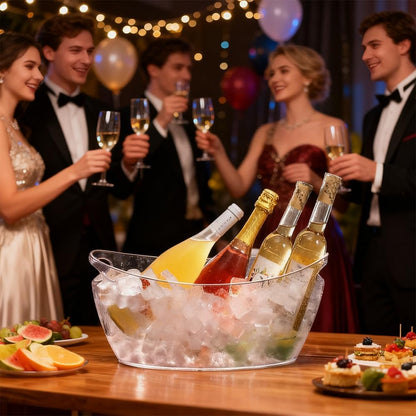 Ice Buckets for Parties, 2 Pcs Clear Acrylic Ice Bucket Bowls, 5.5L Champagne Wine Bucket with Scoops & Wine Bottle Opener, Mimosa Bar Supplies Beverage Tub for Beer Sparkling Wine Cocktails