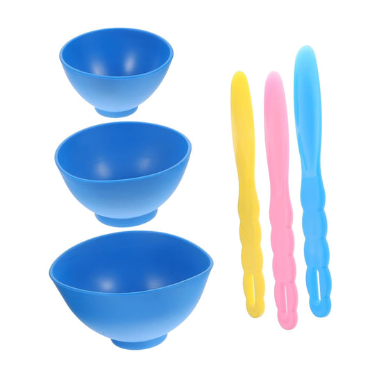 Didiseaon 1set Silicone Mixing Bowl Set Small Medium and Large Mixing Bowls Blue Pink Yellow Spatulas for Plaster Lab and Kitchen Use and Easy to Clean