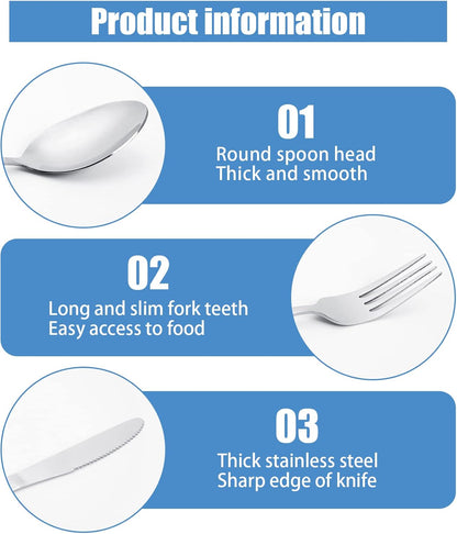 Travel Utensils with Case, Stainless Steel Silverware Set for Lunch Box, Portable Camping Cutlery Fork Spoon Knife, Reusable Utensil Set Flatware for Picnic School, Dishwasher Safe (Blue)