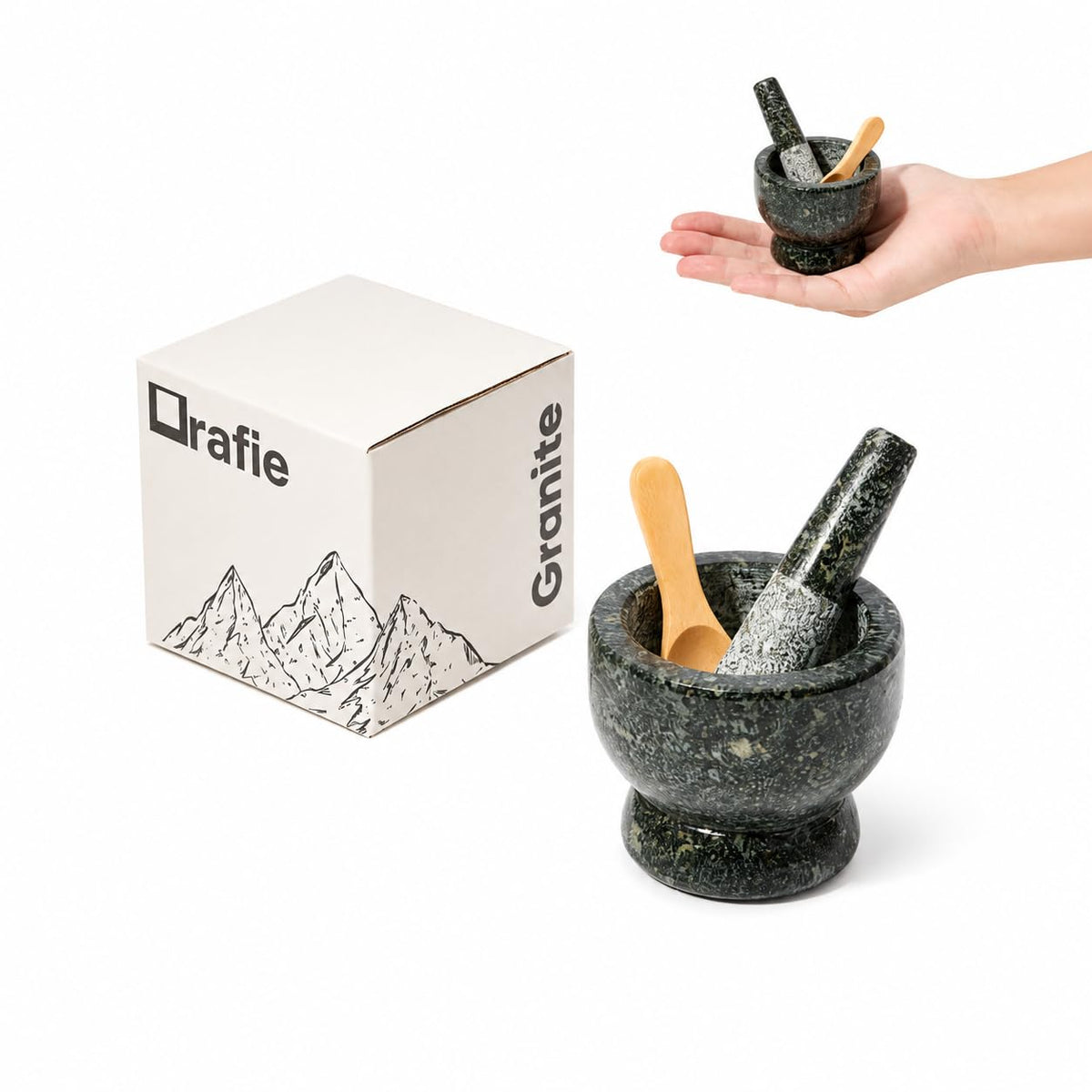 2.4" Tiny Mortar and Pestle Set with Wooden Spoon