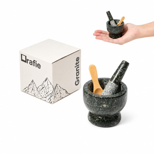 2.4" Tiny Mortar and Pestle Set with Wooden Spoon