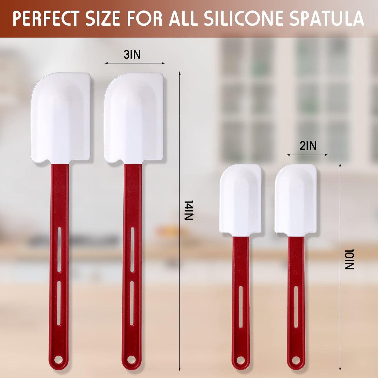 Norme 8 Pcs High Temp Silicone Spatulas Heat Resistant Rubber Spatula Commercial Silicone Scraper with Handle for Kitchen Cook Baking Mixing Utensil, Dishwasher Safe (10 Inch,14 Inch)