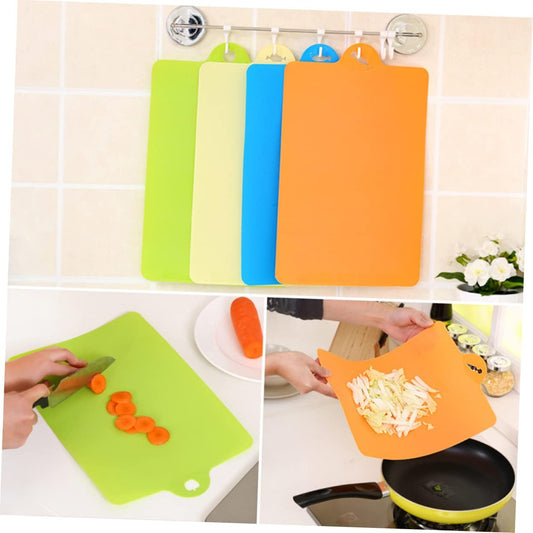 PRETYZOOM 4pcs Flexible Non-slip Chopping Board Kitchen Cutting Mats with Textured Grip for Safe Food Prep of Fruits Vegetables Meat and Fish