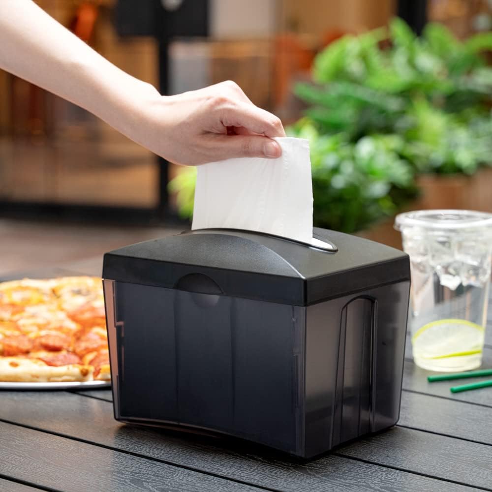 Restaurantware Bar Lux 7.9 Inch x 5.5 Inch Napkin Holder 1 3-Compartment Condiment Caddy - Rectangle Tabletop Black Plastic Napkin Caddy Refillable Easy Access