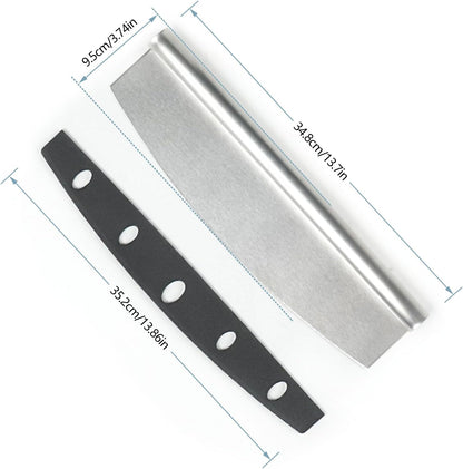 HAWOK 14" Pizza Cutter Rocker Blade, Sharp Stainless Steel Rocker Knife with Cover, Pizza Slicer Knife, Dishwasher Safe, Outdoor Pizza Oven Accessories