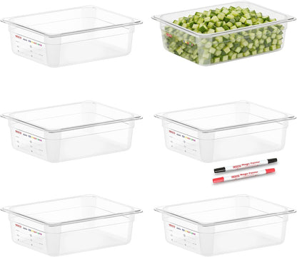 6-Pack Clear Polycarbonate Handled Lids for 1/6 Size NSF Food Pans