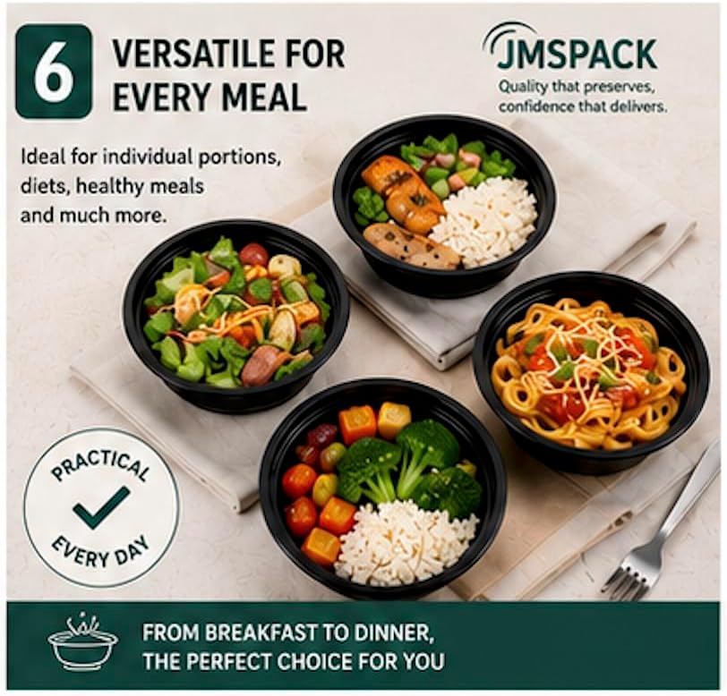 Containers Reusable 32oz - Meal Prep Bowls with Lids 25 Pack, Round Food Prep Bowls for Takeout, Disposable To Go Food Containers, Stackable, Leakproof, BPA-Free, Microwave/Freezer Safe