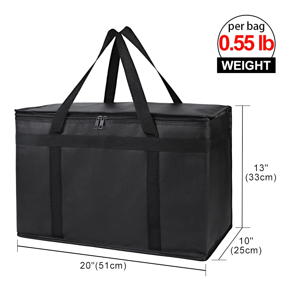 Bodaon Insulated Food Delivery Bag, XXXL Pizza Delivery Bags for Hot and Cold Food, Commercial, Large Capacity Reusable Warming Bag, Catering Cooler Bag for Rideshare, Warmers for Parties (Black, 1Pk)