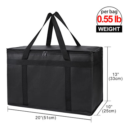 Bodaon Insulated Food Delivery Bag, XXXL Pizza Delivery Bags for Hot and Cold Food, Commercial, Large Capacity Reusable Warming Bag, Catering Cooler Bag for Rideshare, Warmers for Parties (Black, 1Pk)