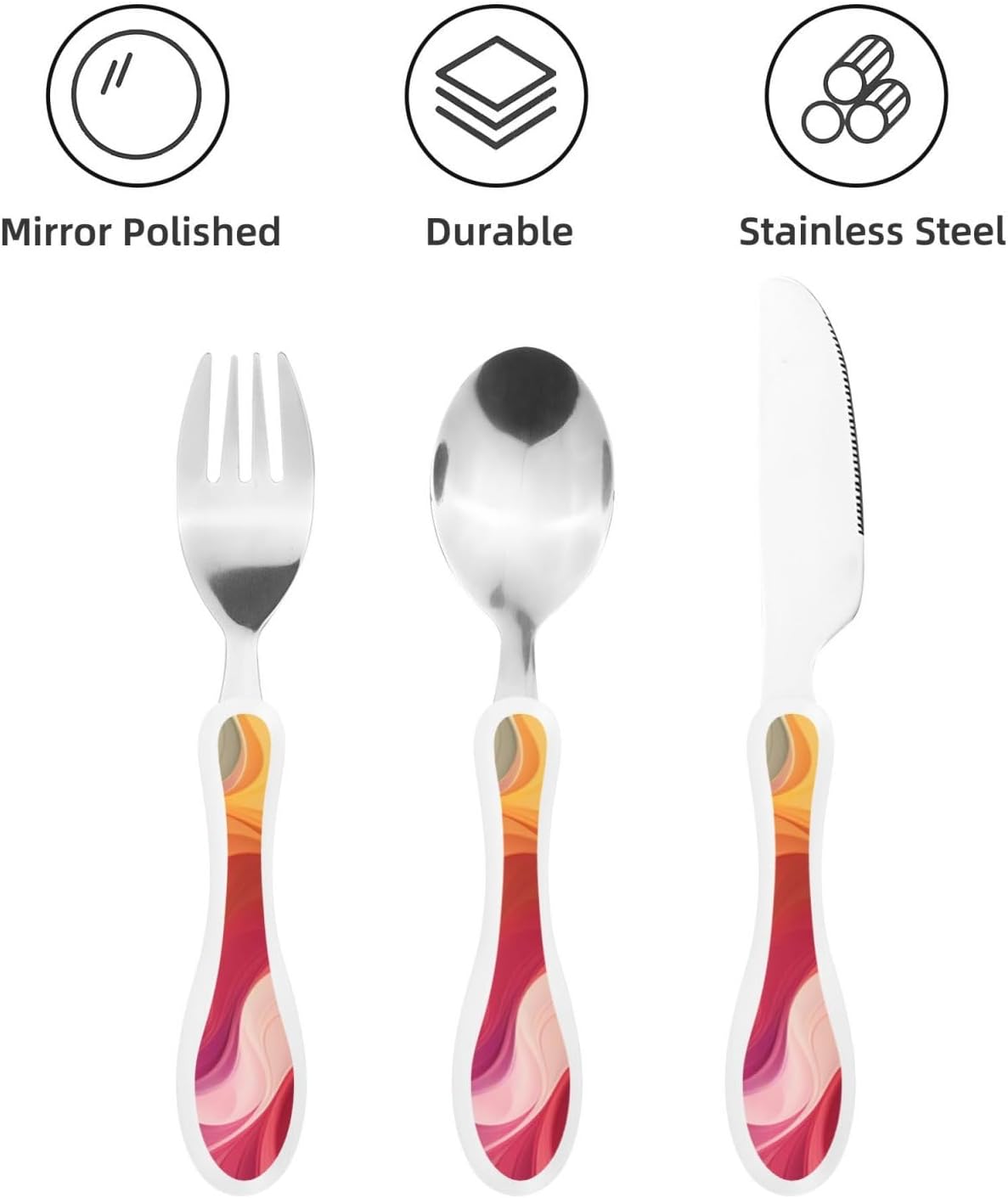 3-Piece Kids Silverware Set With Storage Case, Stainless Steel Reusable Children Safe Knife Spoon Fork Set Blue Active Girl Running Sunset Children Flatware Set For Kids Lunch Box - Colors A