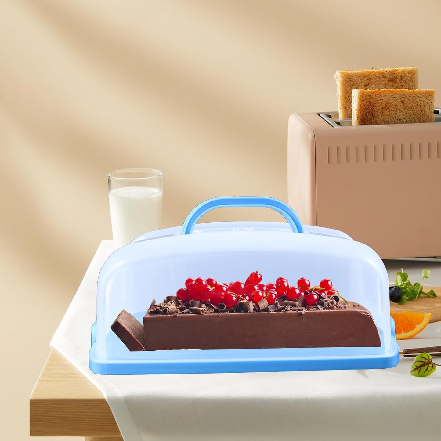 2in1 Cupcake Carrier and Cake Keeper with Lid, Rectangle Pie Carrier,Large Portable Storage Container for Storing 12 Cupcakes or 1 Large Cake (White)
