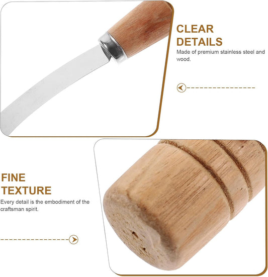 Stainless Steel Pineapple Corer Knife – 7.1" Curved Serrated Blade Cuts Pineapple & Tropical Fruit Fast, Ergonomic Wooden Handle, Easy-Clean for Home & Restaurant