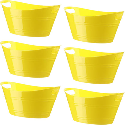 Patelai 6 Pcs Ice Buckets Bulk, Plastic Ice Buckets with Handles, Oval Storage Tub, Large Capacity Drink Tub for Party Bar Wine Beer Champagne Beverage Bottle Cooler(4.5 Liter,Clear)