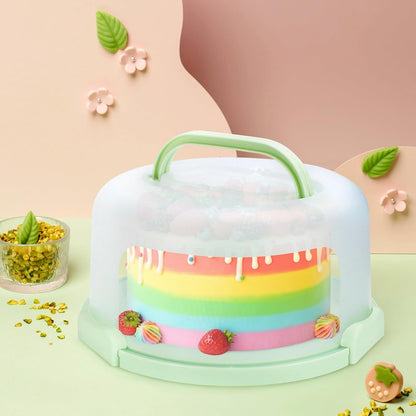 Cake Carrier with Lid and Handle, Fit 10’’ Cake Stand with Lid, Cake Transport Storage Container, Cake Containers Cover Stand with Lids, 3 Secure Side Closures (White)
