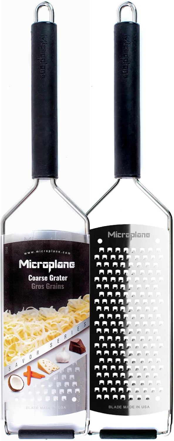 Microplane Savor Series Kitchen Grater Fine in Black for Hard Cheese Parmesan, Citrus Lemon, Orange, Lime, Ginger, Nutmeg, Cinnamon, Garlic, Chili, Chocolate - Stainless Steel Grater Made in USA