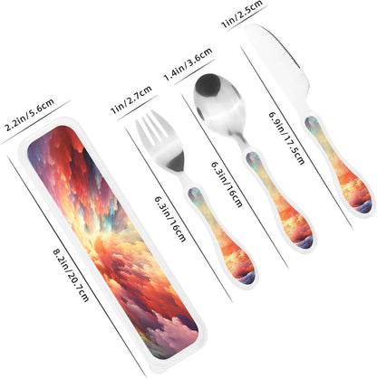 3-Piece Kids Silverware Set With Storage Case, Stainless Steel Reusable Children Safe Knife Spoon Fork Set Alpaca Cactus Children Flatware Set For Kids Lunch Box