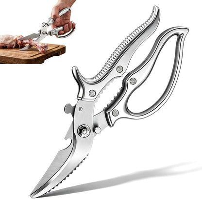 Heavy-Duty Multifunction Kitchen Shears, Ultra Sharp Stainless Steel Poultry Scissors for Bone Chicken Turkey, Multi-Purpose Kitchen Scissors with Bottle Opener Fish Scale Scraper Nut Cracker (2)
