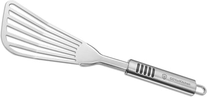 Premium Fish Spatula - Rust-Resistant Stainless Steel, Non-Slip Handle, Ideal for Grilling, Frying, Turning and Flipping Fish, Meat, Eggs, and More - Ergonomic Design for Perfect Results - Set of 2