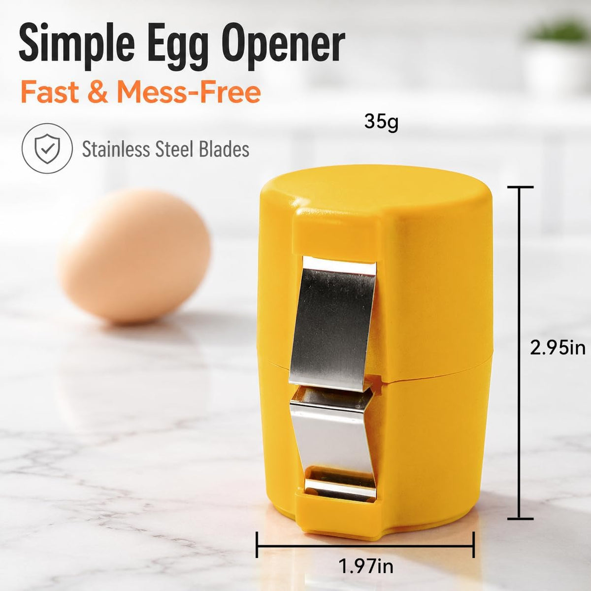 Handheld Egg Shell Opener, Eggshell Separator and Cutter, Food Grade PP Stainless Steel Egg Topper Cutter for Chicken Duck Eggs, Portable Lightweight Kitchen Gadget for Home Cooking Baking (orange)