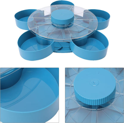 Ymiko 5 Compartment Rotating Snack Tray with Lid Veggie Fruit Tray Vegetable with Dip for Party Appetizers Picnic Kitchen Non Slip Base ABS 9.75in
