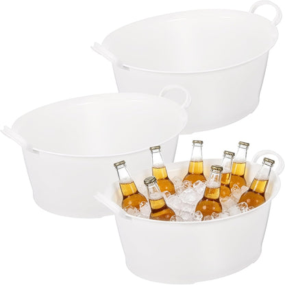 3 Packs Large Ice Bucket for Parties, 6.6L Portable Beverage Tubs for Parties, Large Plastic Drink Ice Buckets for Beverage Wine Beer Cocktails & Outdoor Events, Durable Ice Storage Cube