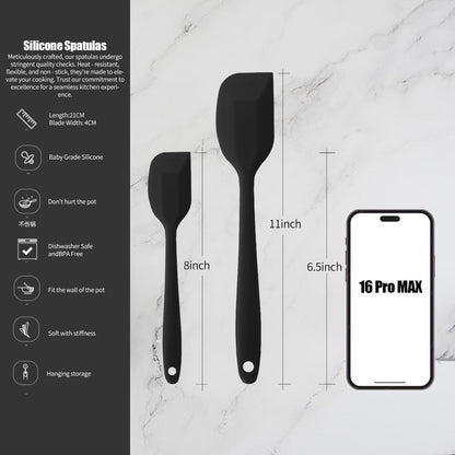4 PCS Silicone Spatula,Rubber Spatula with Stainless Steel Core11 Inch Non-scratch Baking Cooking 8Inch Spatula Set Flexible Heat Resistant (Black)