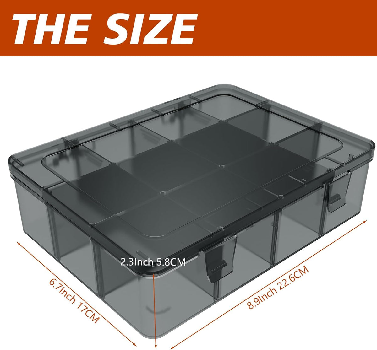 Plastic Organizer Box,12 Grids Clear Bead Organizer Compartment Box with Removable Dividers for Parts,Bead Storage Earring Container Tool Hair Accessories,10.23L x 5.31W x 1.7H inch