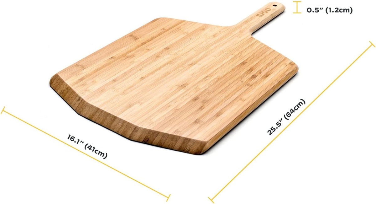 Ooni 12” Bamboo Wood Pizza Peel –12 Inch Pizza Spatula Paddle, Wooden Pizza Cutting Board, Pizza Oven Accessories