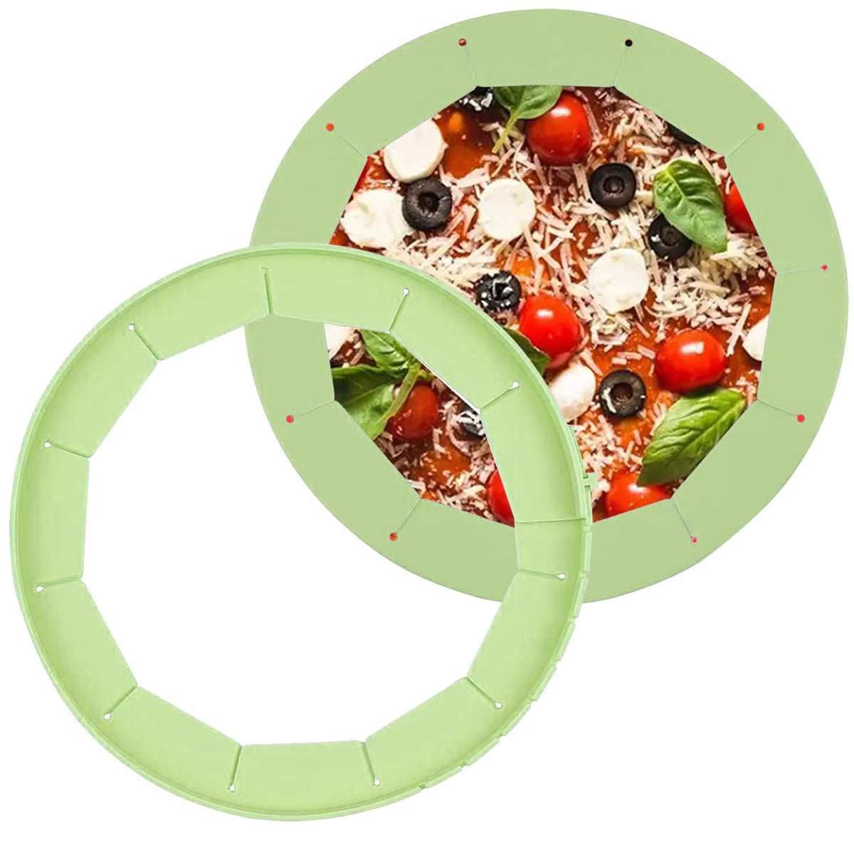 2PCS Silicone Pie Crust Shields Adjustable Pie Protectors Heavy Duty Baking Pie Crust Cover Ring Silicone Pie Edges Deep Pie Shell Dish Pizza Pan Baking Accessories Fits 8-inch to 10-inch (Green)