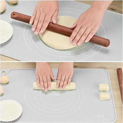 Silicone Pastry Mat 20"*16" Extra Thick Non Stick Baking Mat Food Grade Silicone Dough Rolling Bake Mat with Edge Heightening Blue