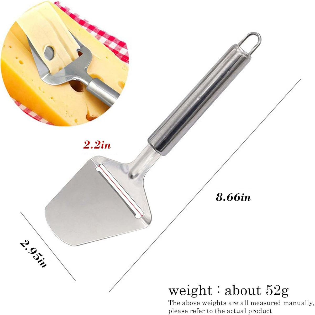 Stainless Steel Handheld Cheese Slicer for Block Cheese, Hard Cheese Plane