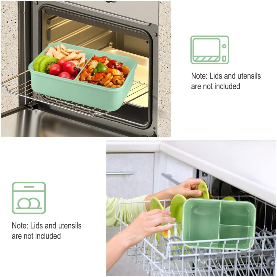 NatraProw Bento Box for Adult, 1200 ML Lunch Containers, LeakProof Lunch Box with Utensils, BPA Free, 3 Compartment Bento Box Microwave Safe, Khaki